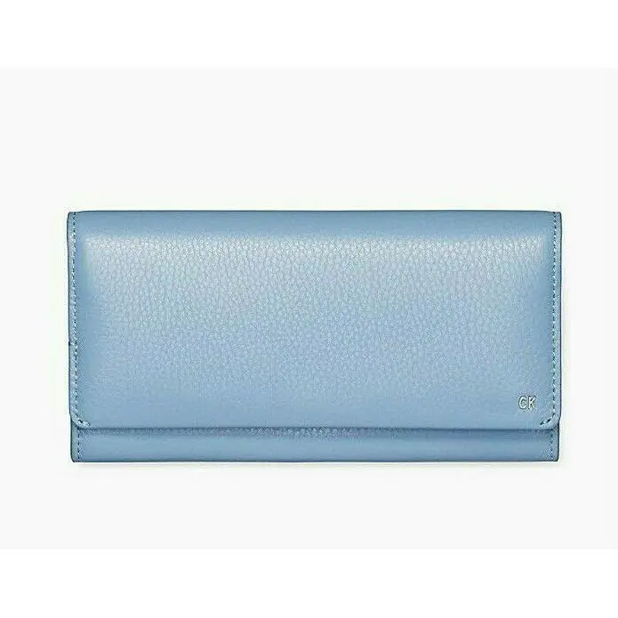 Calvin Klein Limioted Collection Workman Leather Longfold Flap Wallet Blue