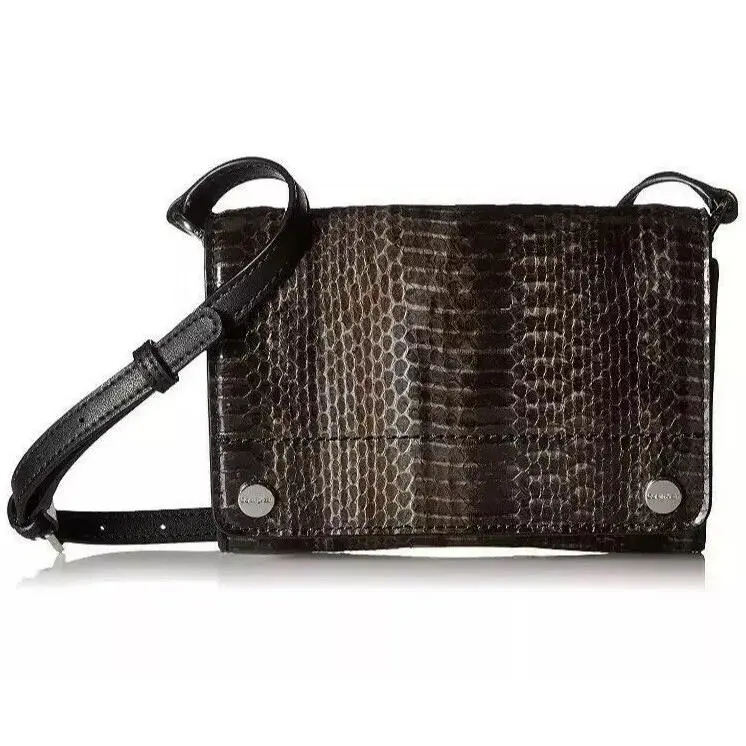 Calvin Klein Patent Python Studded Flap Over Small Crossbody