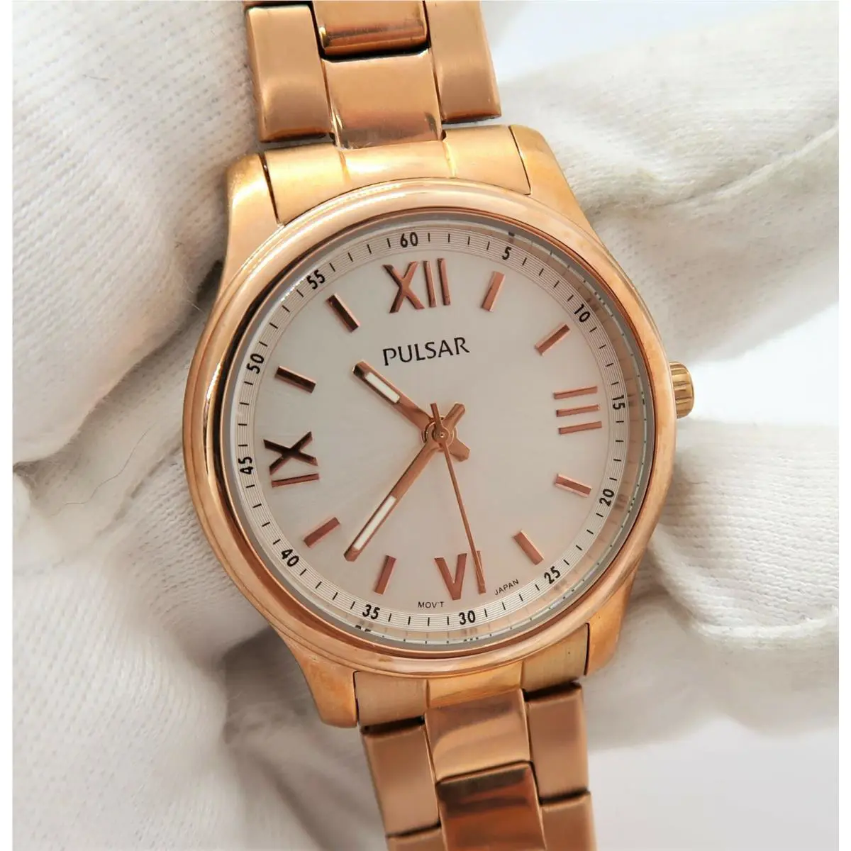 Pulsar VJ21-X049 Rose Gold Plate Qz Classic Round W/box Ladies Watch R3-07