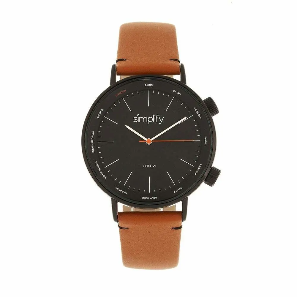Simplify The 3300 Men`s Leather-band Watch