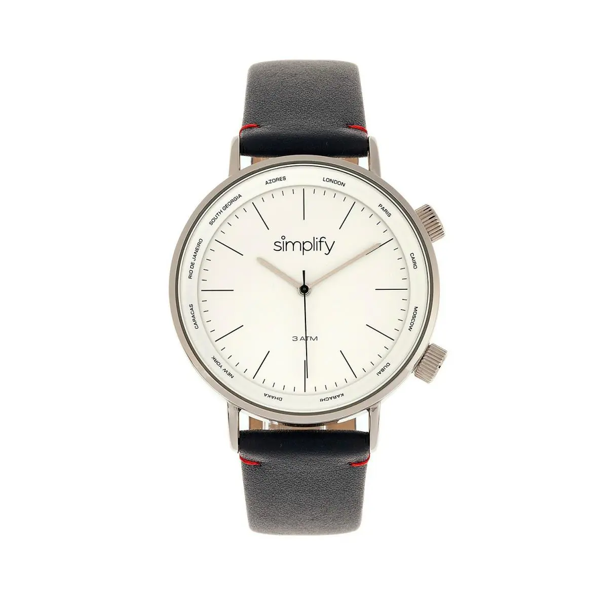 Quartz The 3300 White Dial Navy Leather Watch 43mm Qvc by Simplify