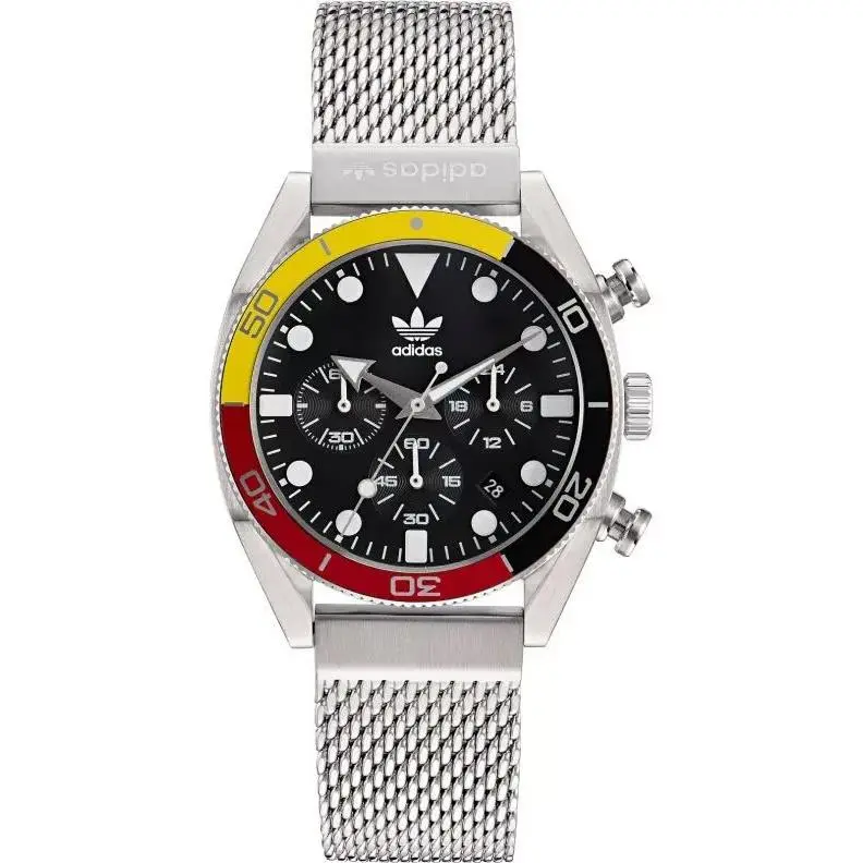 Adidas Originals Fashion Edition Two Chrono Quartz Watch - AOFH22501 - Dial: Black, Band: Silver