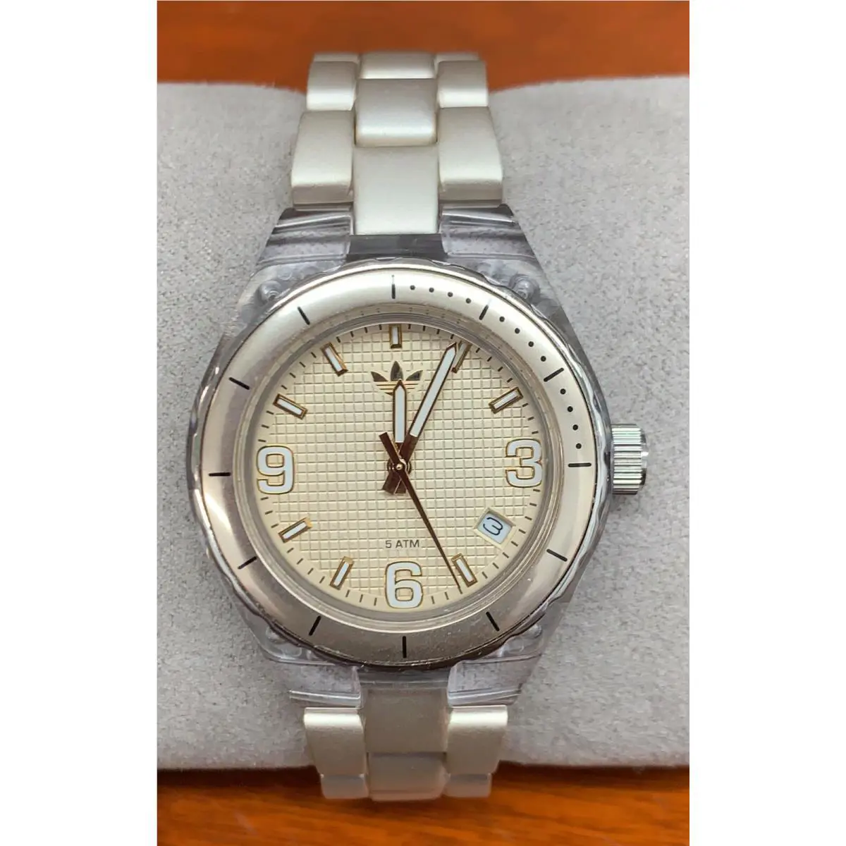 Adidas ADH2537 Women`s Aluminum Transparent Nylon Gold Tone Bracelet Watch