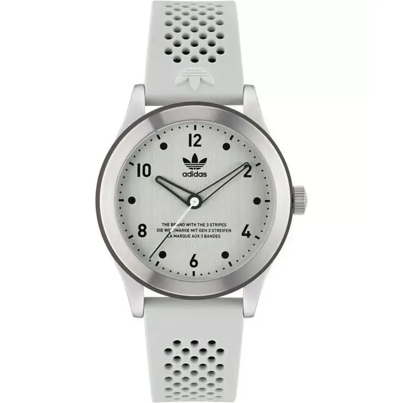 Adidas Men`s Originals Code Three Quartz Watch - AOSY23033 - Dial: Silver, Band: White