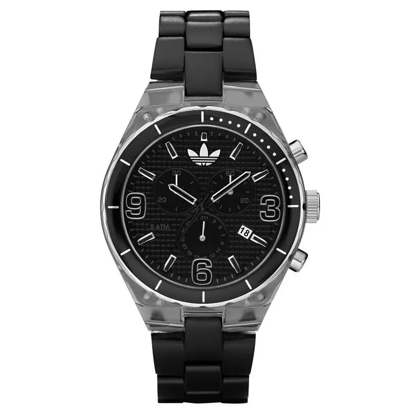 Adidas Cambridge Brushed Black Aluminum Band Chronograph Watch+date ADH2542