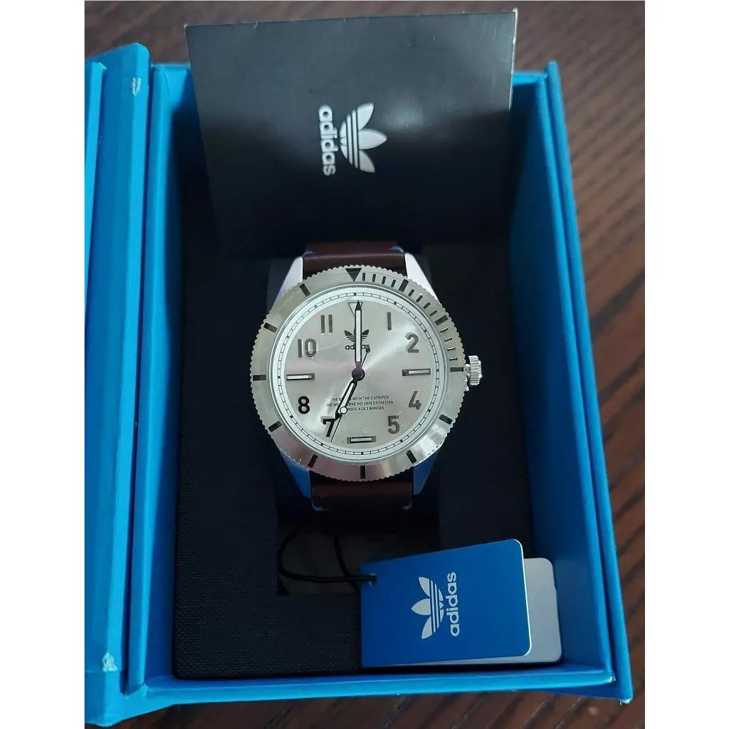 Unisex Three Hand Edition Three Silver-tone Leather Strip by Adidas