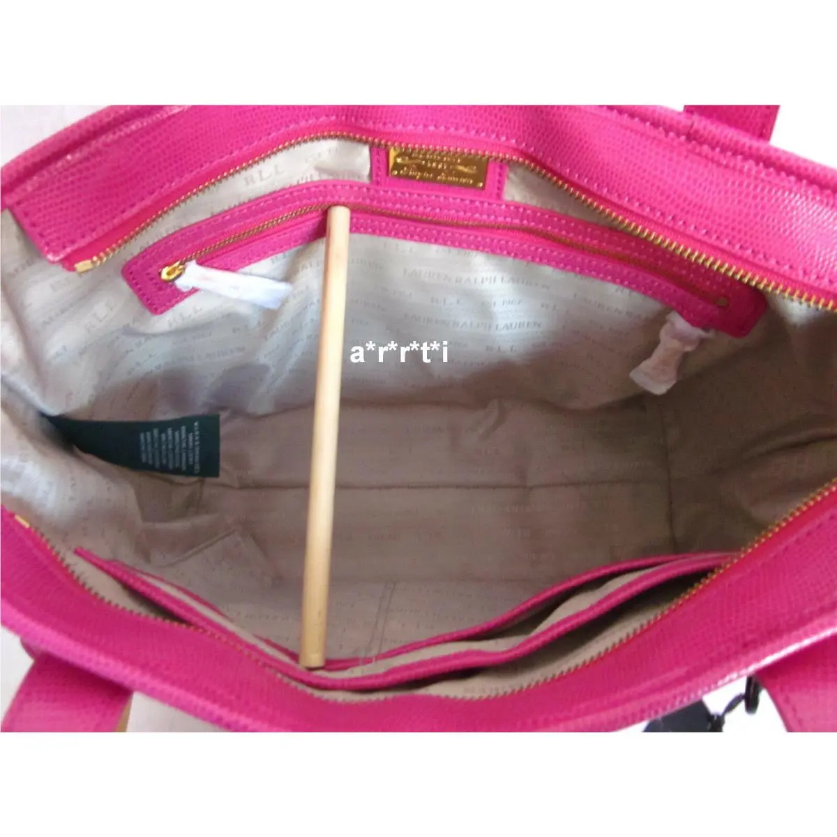 Leather Newton Shopper Tote Choice of Hot Pink or Orange Hot Pink by Ralph Lauren