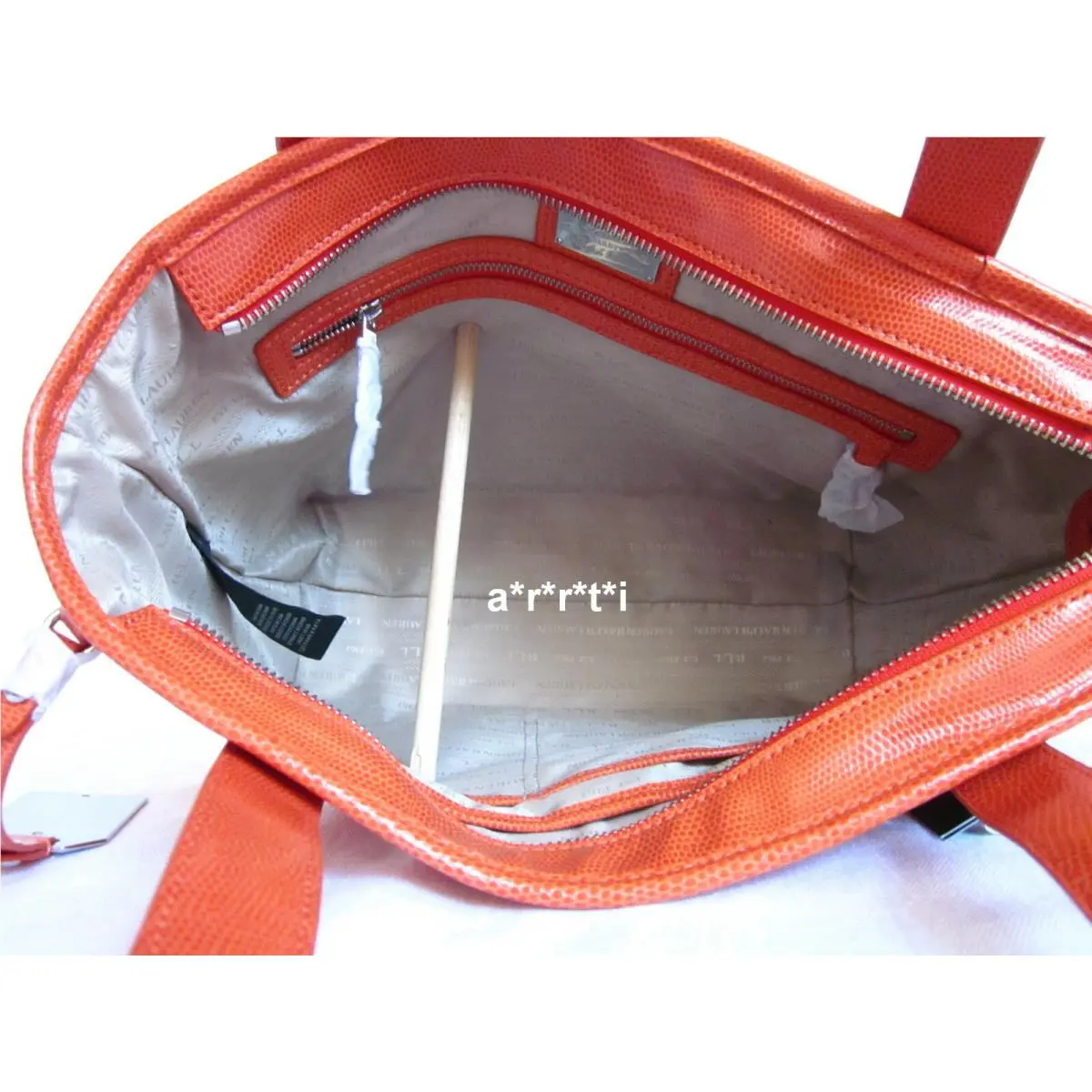 Leather Newton Shopper Tote Choice of Hot Pink or Orange Orange by Ralph Lauren