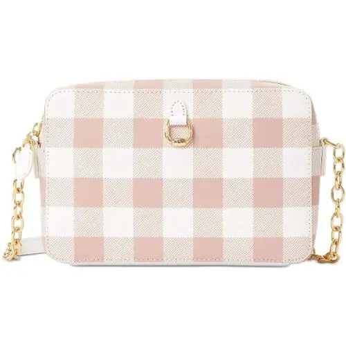 Lauren Ralph Lauren Women`s Saffiano Leather Gingham Crossbody Bag