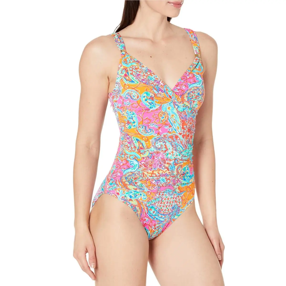 Lauren Ralph Lauren Amara Surplice Over-the-shoulder One-piece Multi 16