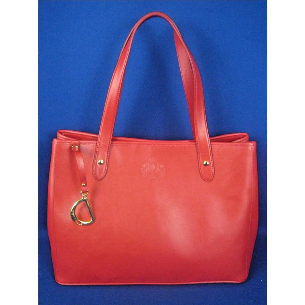 Lauren Ralph Lauren Bury Red Saffiano Leather Shopper Tote Bag