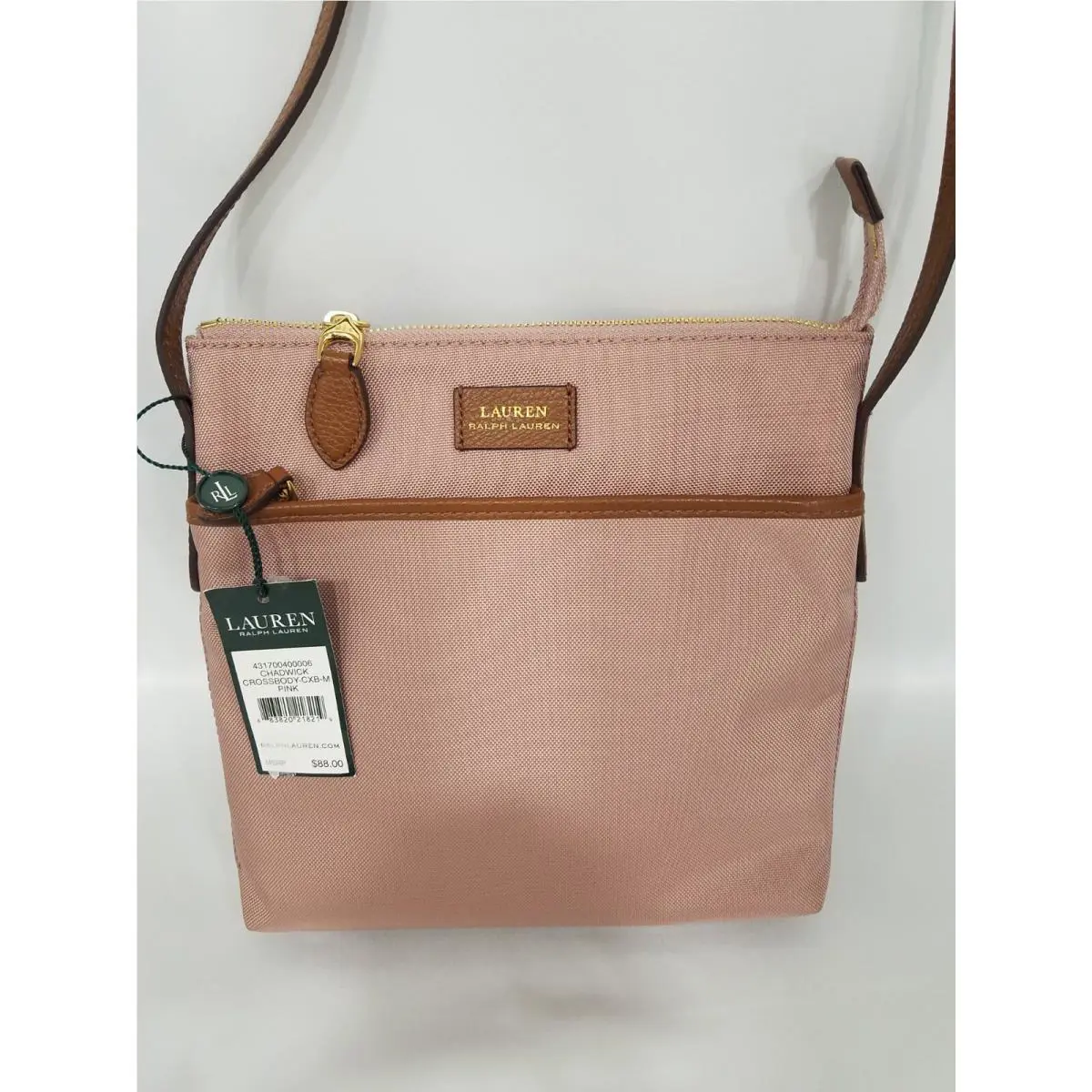 Ralph Lauren Chadwick Rose Smoke Pink Crossbody Bag Medium Handbag Nylon