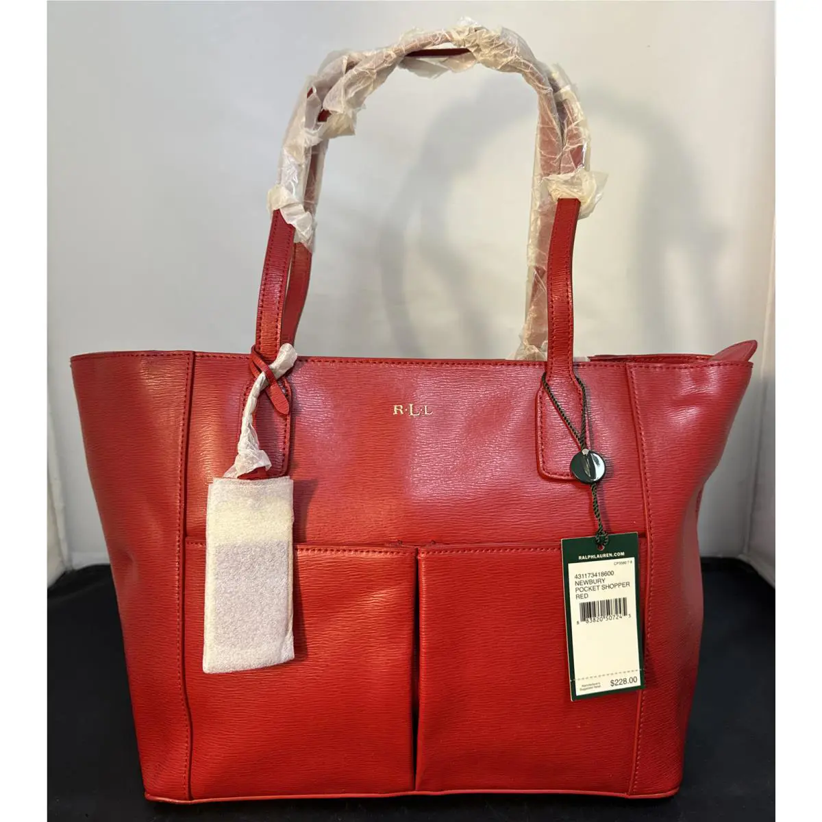 Ralph Lauren Rll Newbury Pocket Red Tote Valencia