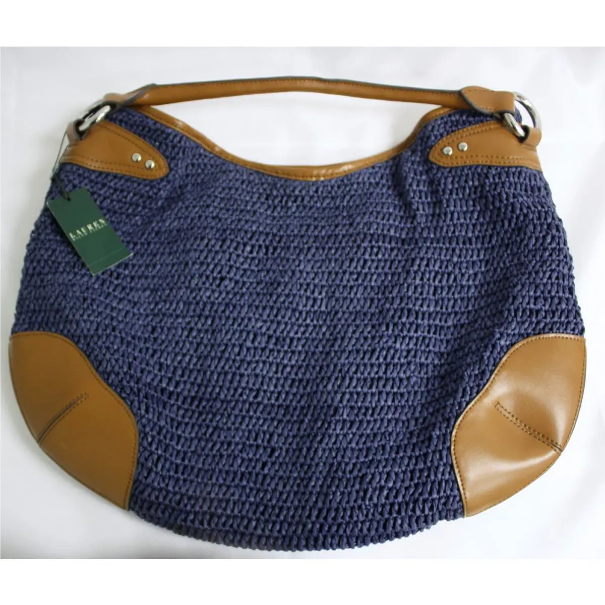 Ralph Lauren Purse Hobo Claridge Indigo Blue Slouchy Purse Ret 198