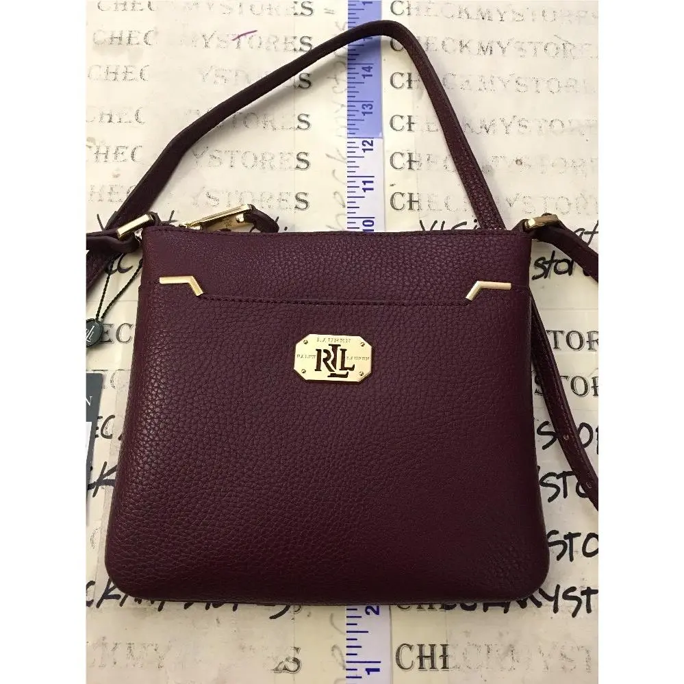 Ralph Lauren `acadia Ii` Plum Wine Modern Chic Crossbody Handbag Purse