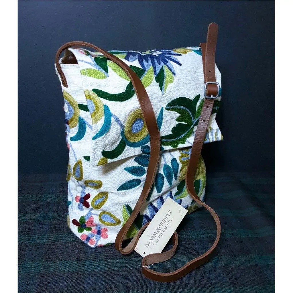 Ralph Lauren Denim Supply Crewelwork Embroidered Crossbody Womens Bag