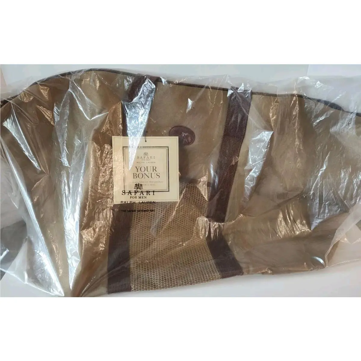 Vintage Ralph Lauren Safari For Men Getaway Bag Canvas Khaki Nos Rare Huge
