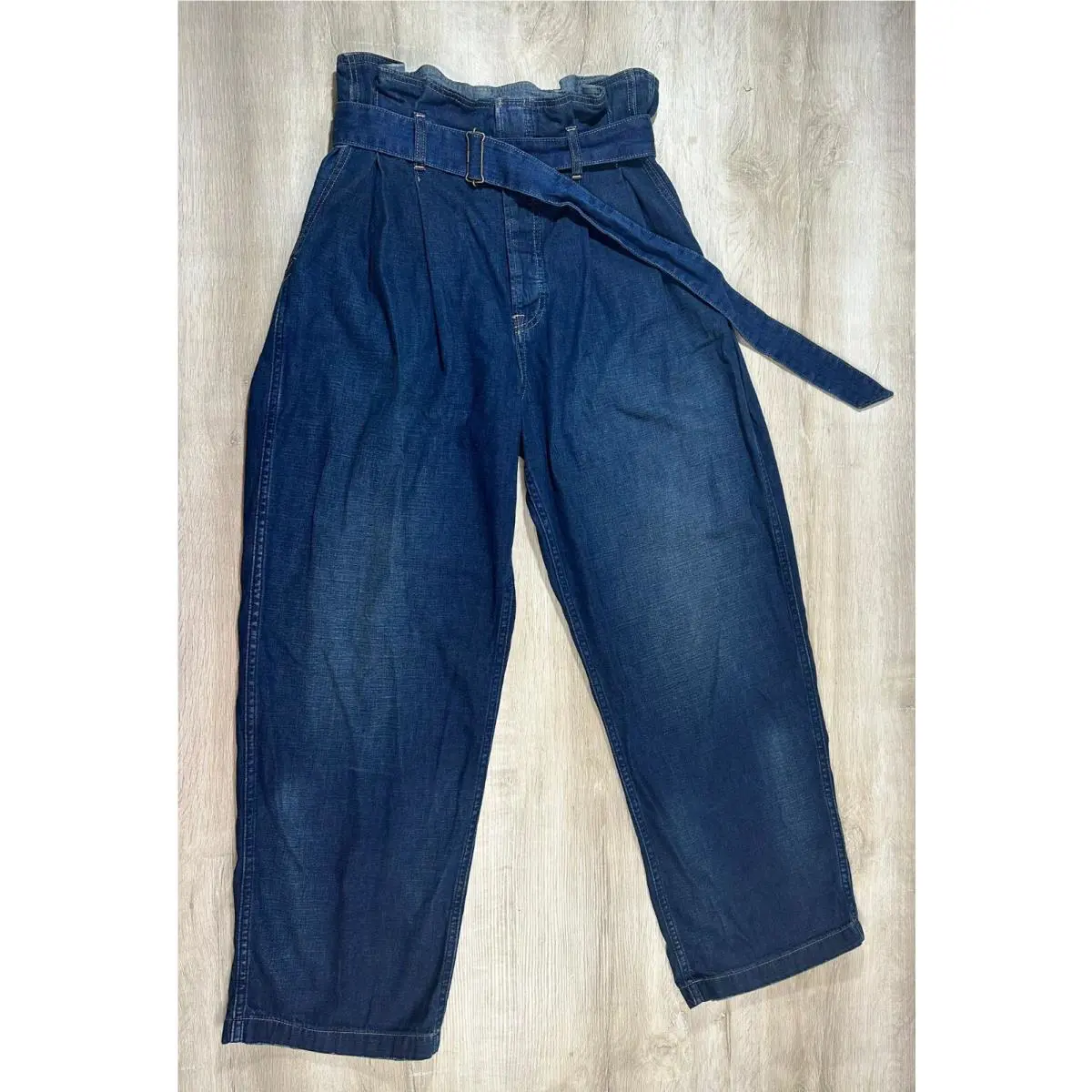 Polo Ralph Lauren Womens Jeans Blue 27 Pleated High Rise Paperbag Waist Denim