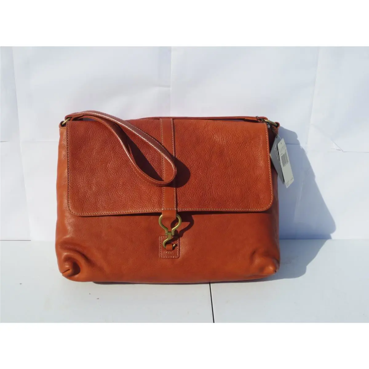 Lauren BY Ralph Lauren Brown Leather Saddle Bag 14 x 4.5 x 11