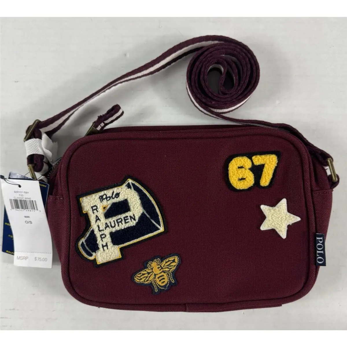 Polo Ralph Lauren Women s Canvas Shoulder Camera Bag in Wine O/s 9AR107-R8H