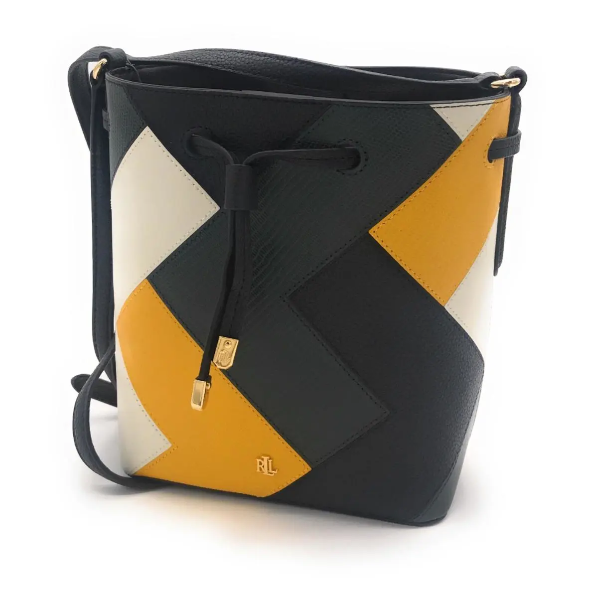 Ralph Lauren Multicolored Multitextured Patchwork Sm Leather Bucket Shoulder Bag - Exterior: Multicolor