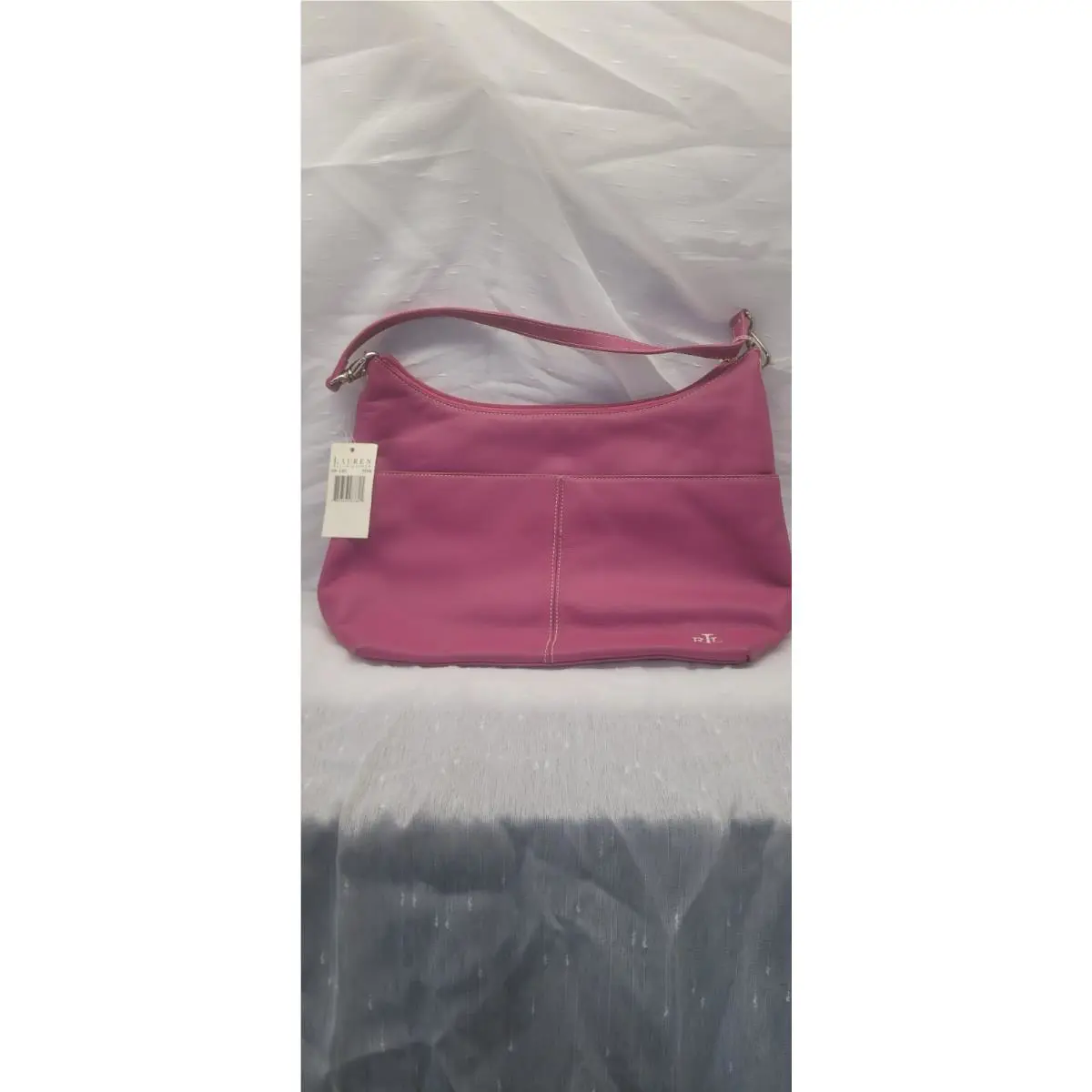 Lauren Ralph Lauren Fuchsia Leather Hobo Shoulder Handbag Small