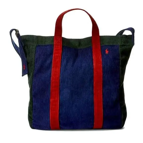 Polo Ralph Lauren Colorblock Corduroy Tote Shopper Bag Tote Book D
