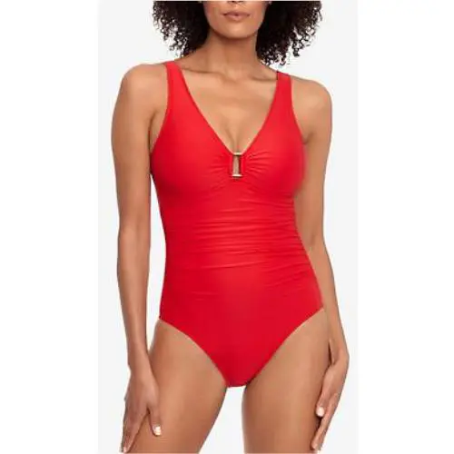 Ralph Lauren Red Ring-detail Over-the-shoulder One-piece Swimsuit US 6