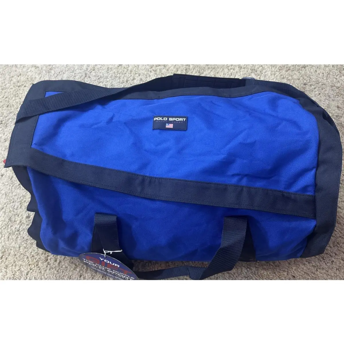 Vintage Polo Sport Ralph Lauren Carry Duffle Bag Blue Black Excellent 90 s