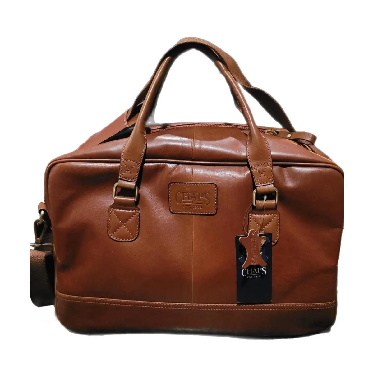 Ralph Lauren Chaps Carry On Brown Top Grain Saddle Leather Weekend Duffel