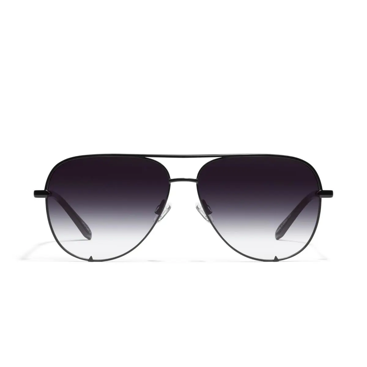 Quay Australia High Key Mini Pilot Sunglasses in Gloss Black/smoke Grey Fade 60m