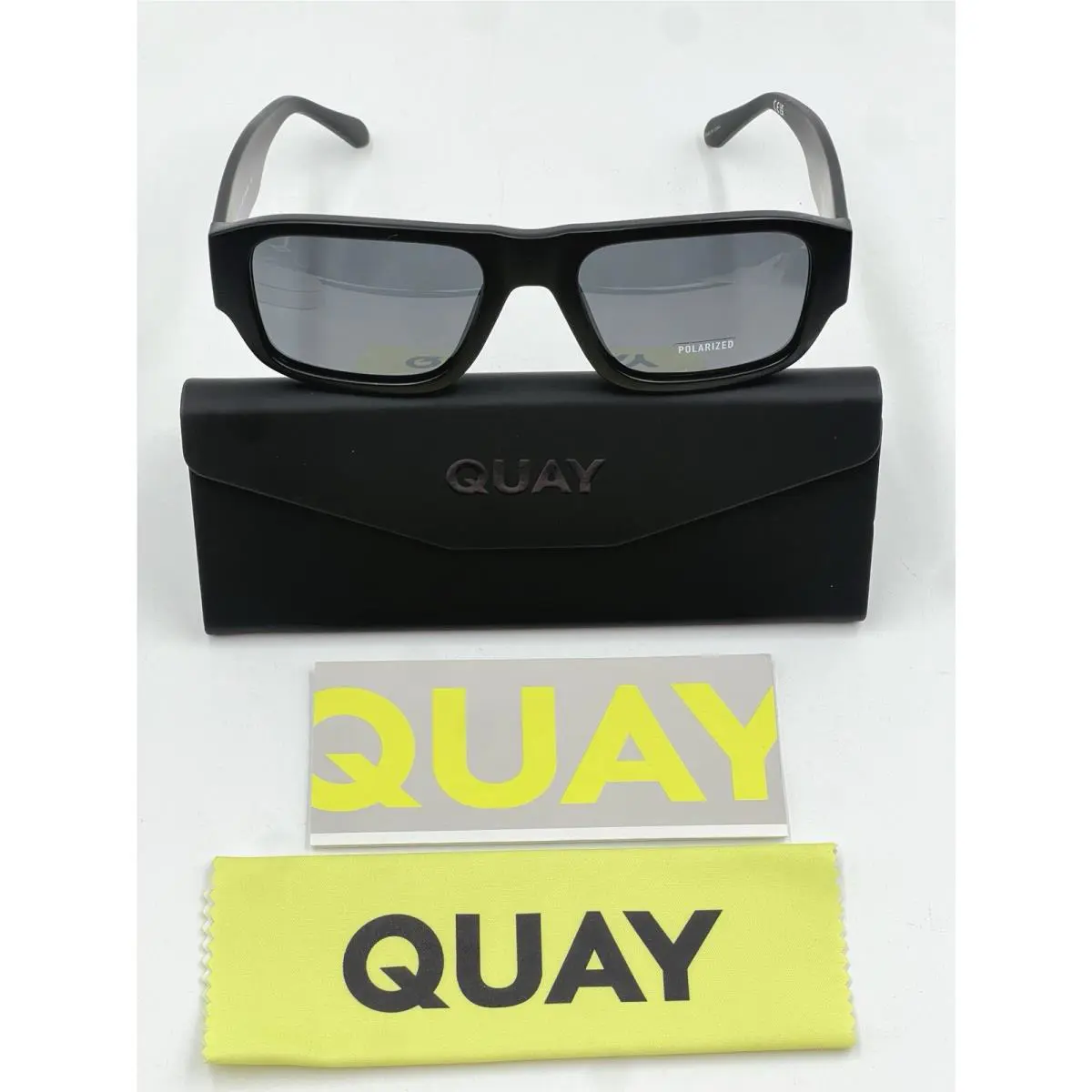 Quay Australia Sunglasses Night Cap Black Polarized Lens Matte Black Frame