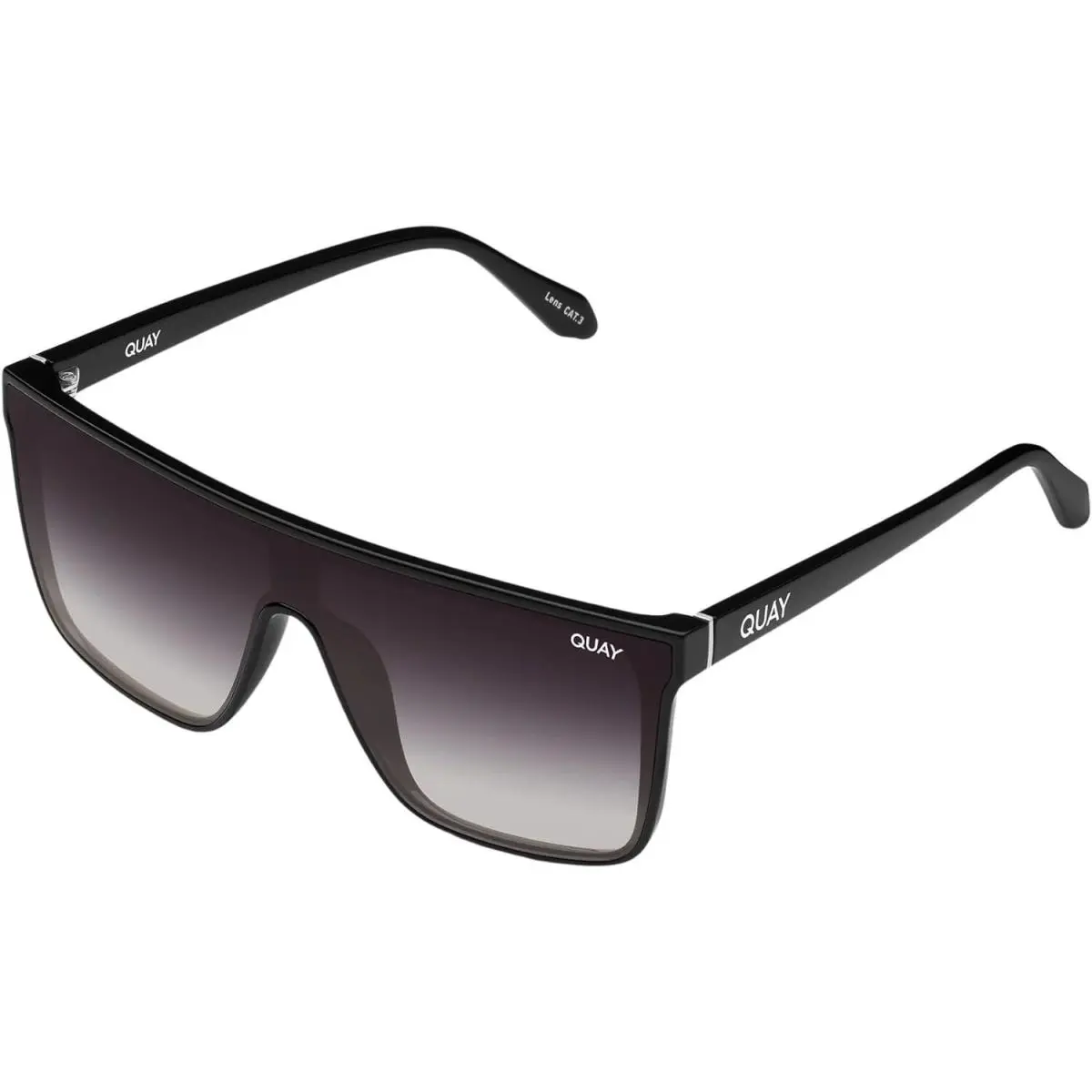 Quay Women`s Nightfall Flat Top Shield Sunglasses Black/black Fade Polarized by QUAY