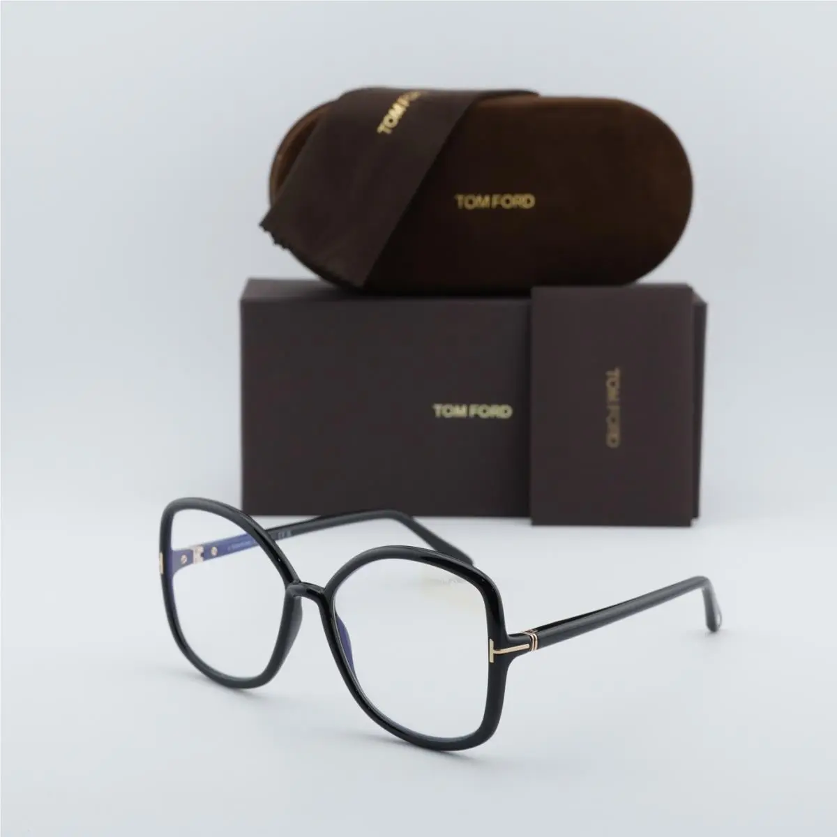 Tom Ford FT5845-B 001 Shiny Black/clear Blue Light Block 56mm Eyeglasses
