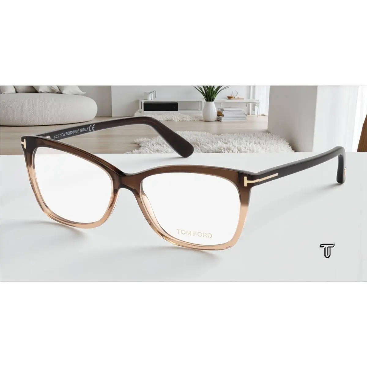 Tom Ford FT5514 050 Dark Brown Clear Lens Plastic 54 mm Women`s Eyeglasses