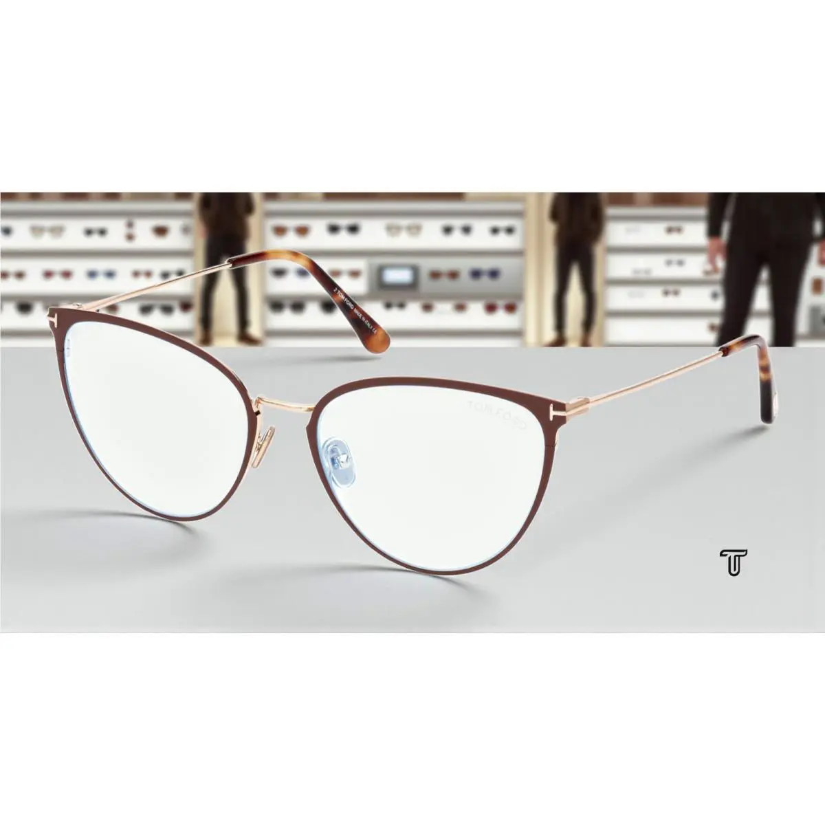 Tom Ford FT5840 B 046 Metal Matte Light Brown 56 mm Women`s Eyeglasses