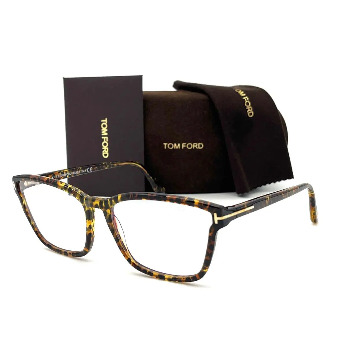 Tom Ford FT5707 056 Tortoise / Blue Block 55mm Eyeglasses TF5707-B - Frame: Tortoise