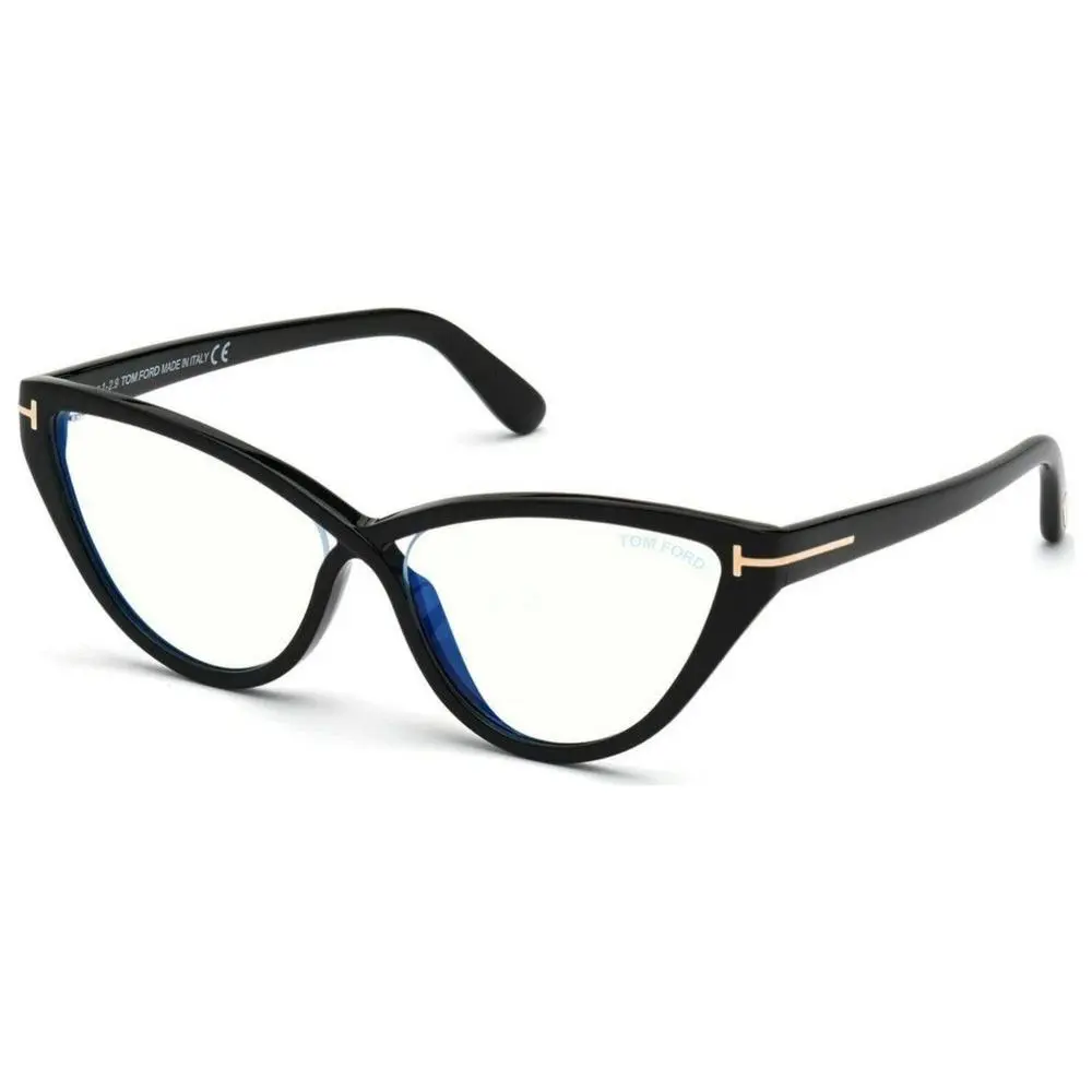 Tom Ford Women`s Cat-eye Blue Block 56mm Eyeglasses Frames Black FT5729-B-001 - Frame: Black