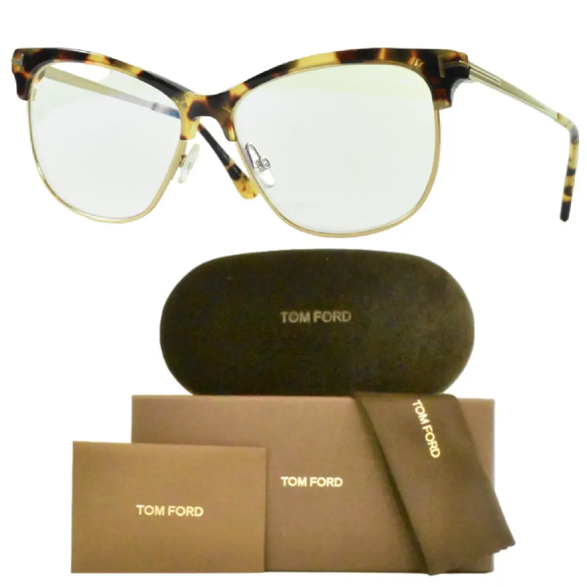 FT5546-B 056 Browline Full Rim Unisex Tortoise Gold Optical Frames by Tom Ford
