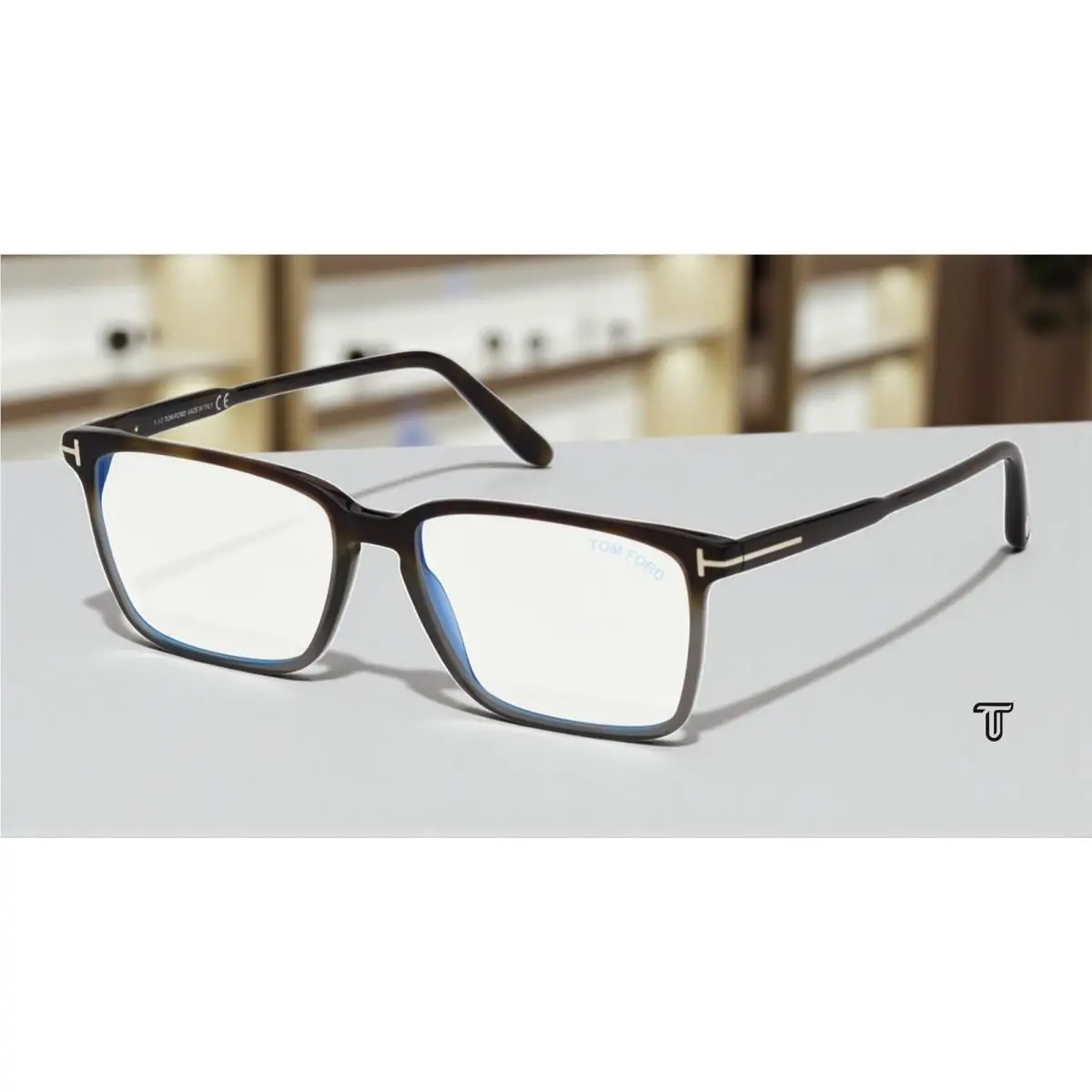 Tom Ford FT5696-B 056 Rectangular Havana Demo Lens 56 mm Men`s Eyeglasses