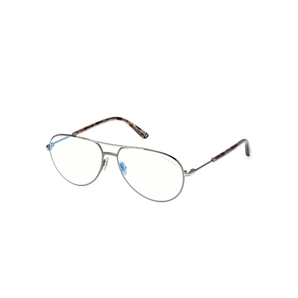 Tom Ford FT5829-B 008 Shiny Gunmetal/clear Blue Light Block 57MM
