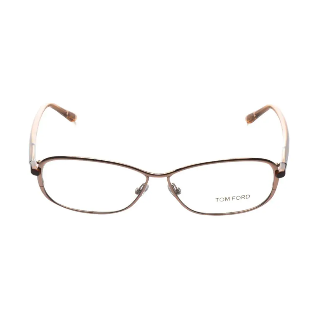Tom Ford Designer Eyeglasses Shiny Peach Rose/peach Shaded Brown Temples FT5161 - Frame: Peach / Rose