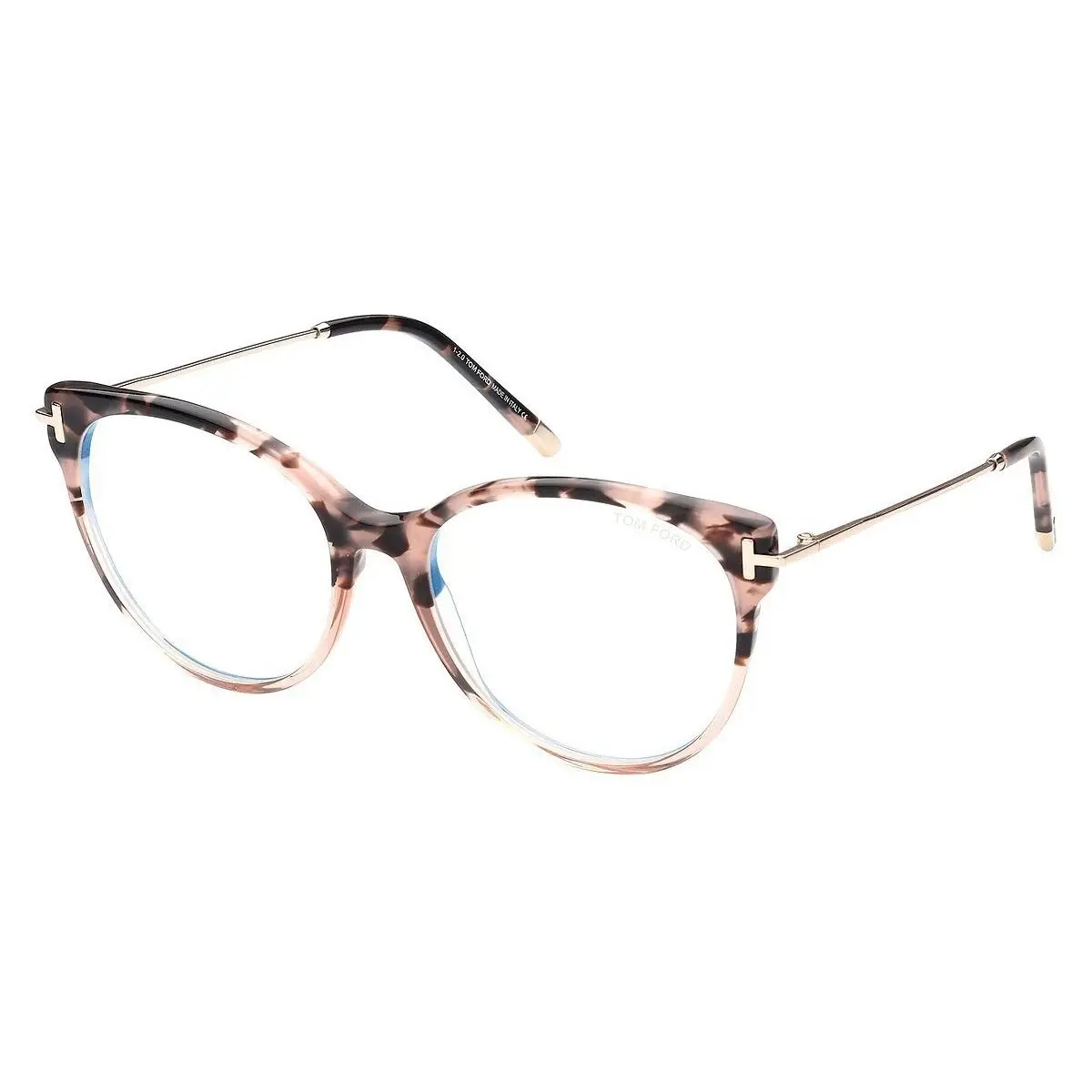 Tom Ford FT5770-B 055 Shiny Blush Havana/rose Gold/clear Blue Light