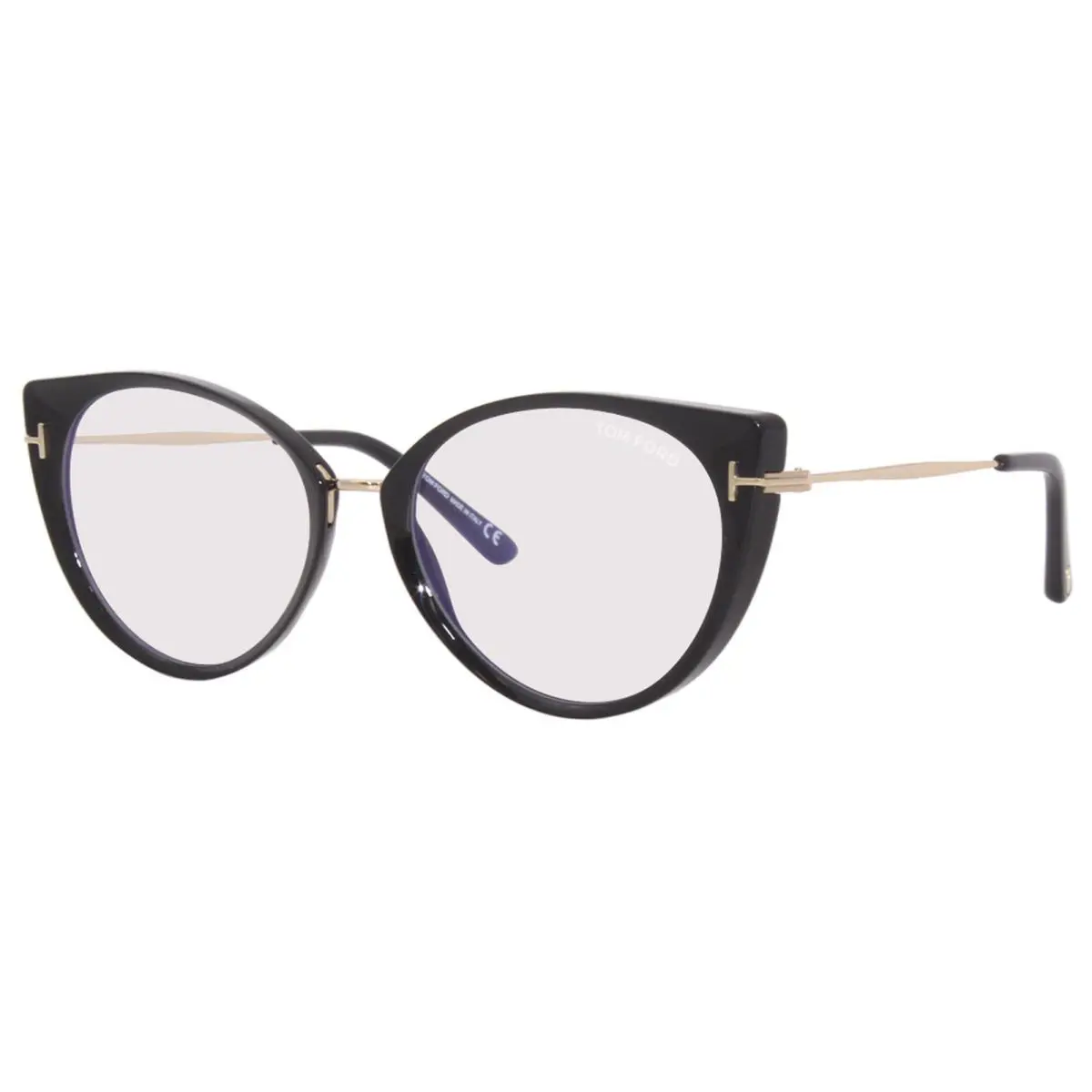 Tom Ford TF5815-B 001 Eyeglasses Women`s Shiny Black/blue Block Full Rim 54mm
