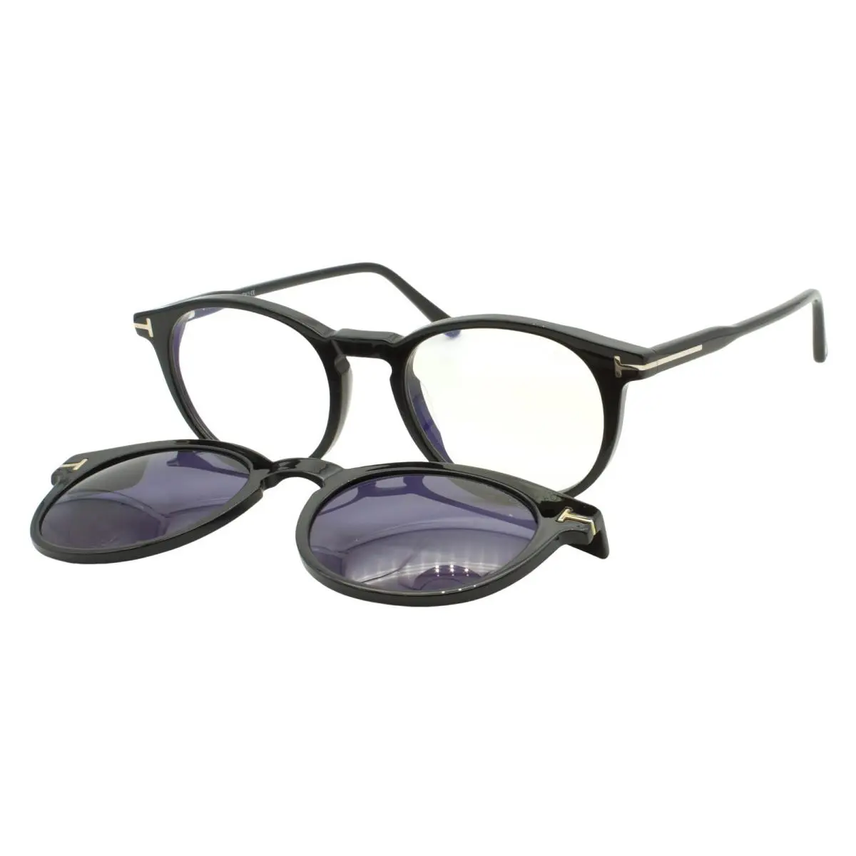 5823-H-B 001 Black Men`s Round Eyeglasses 50-20-145 Clip On W/case by Tom Ford