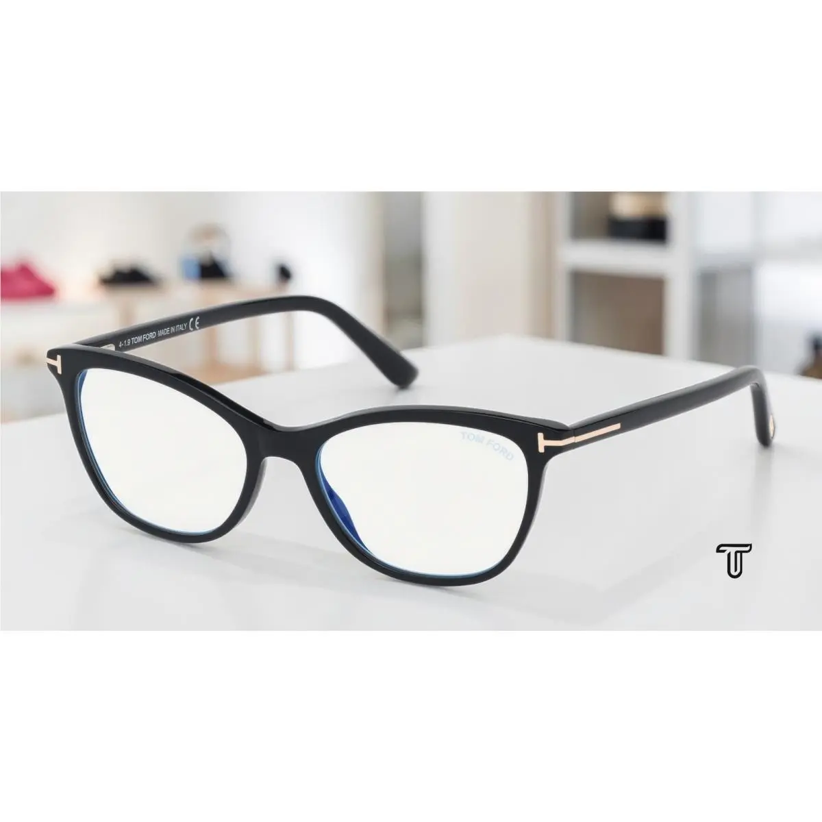 Tom Ford FT5636-B 001 Shiny Black Clear Lens Plastic 52 mm Women`s Eyeglasses