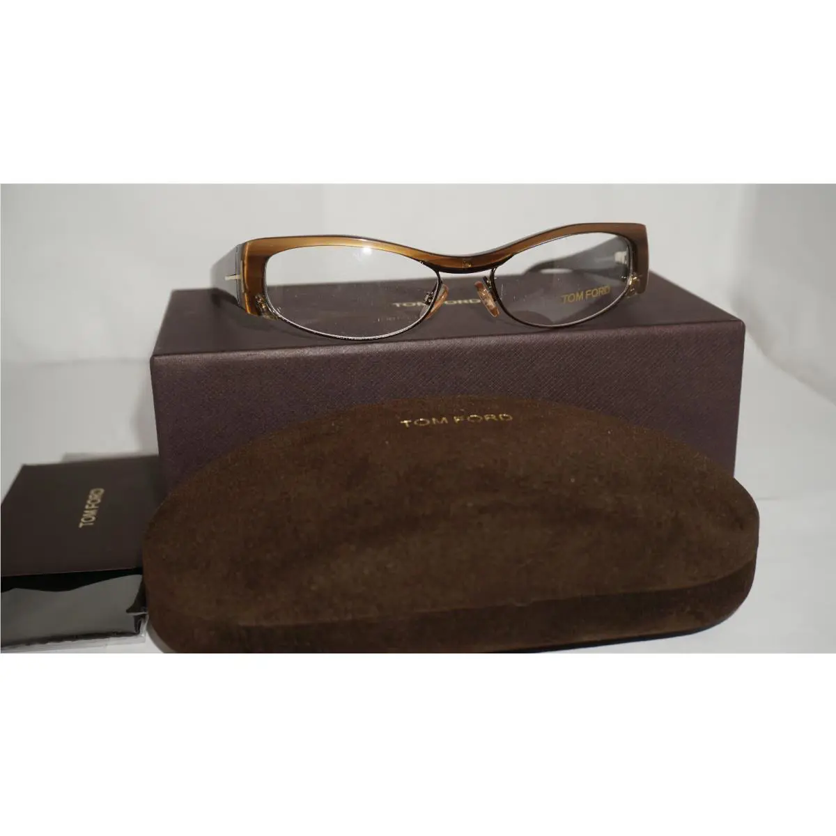 Tom Ford Frame Eyeglasses Khaki Horn Brass Oval TF5076 U61 51 16 135