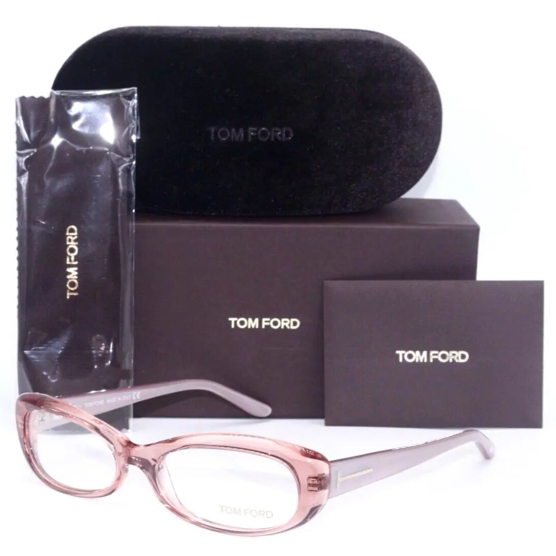 Tom Ford TF 5141 020 Crystal Peach/pearl Temples Eyeglasses 53-16