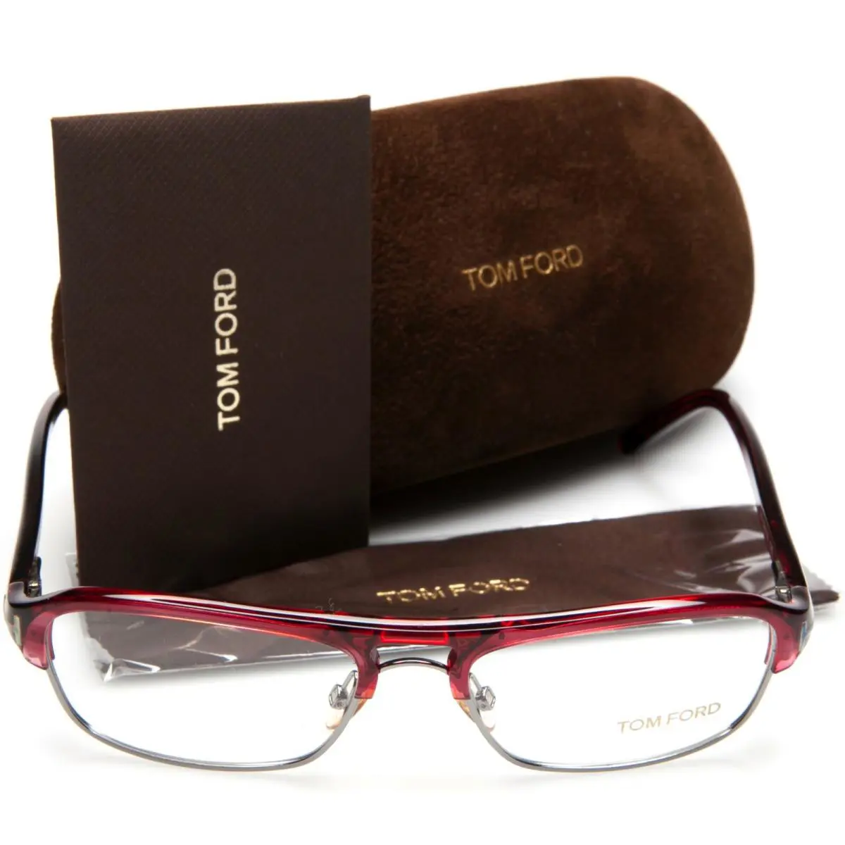 Tom Ford TF 5026 130 Red /clear /silver Eyeglasses Glasses 53-16-135mm Italy