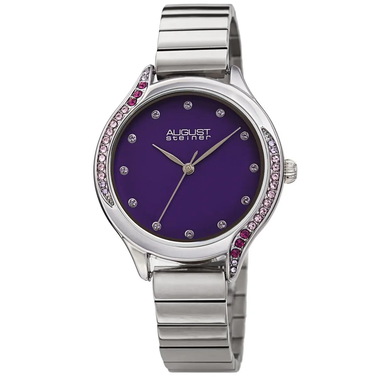 Women`s AS8279 Quartz Color Crystals Link Bracelet Watch Purple by August Steiner